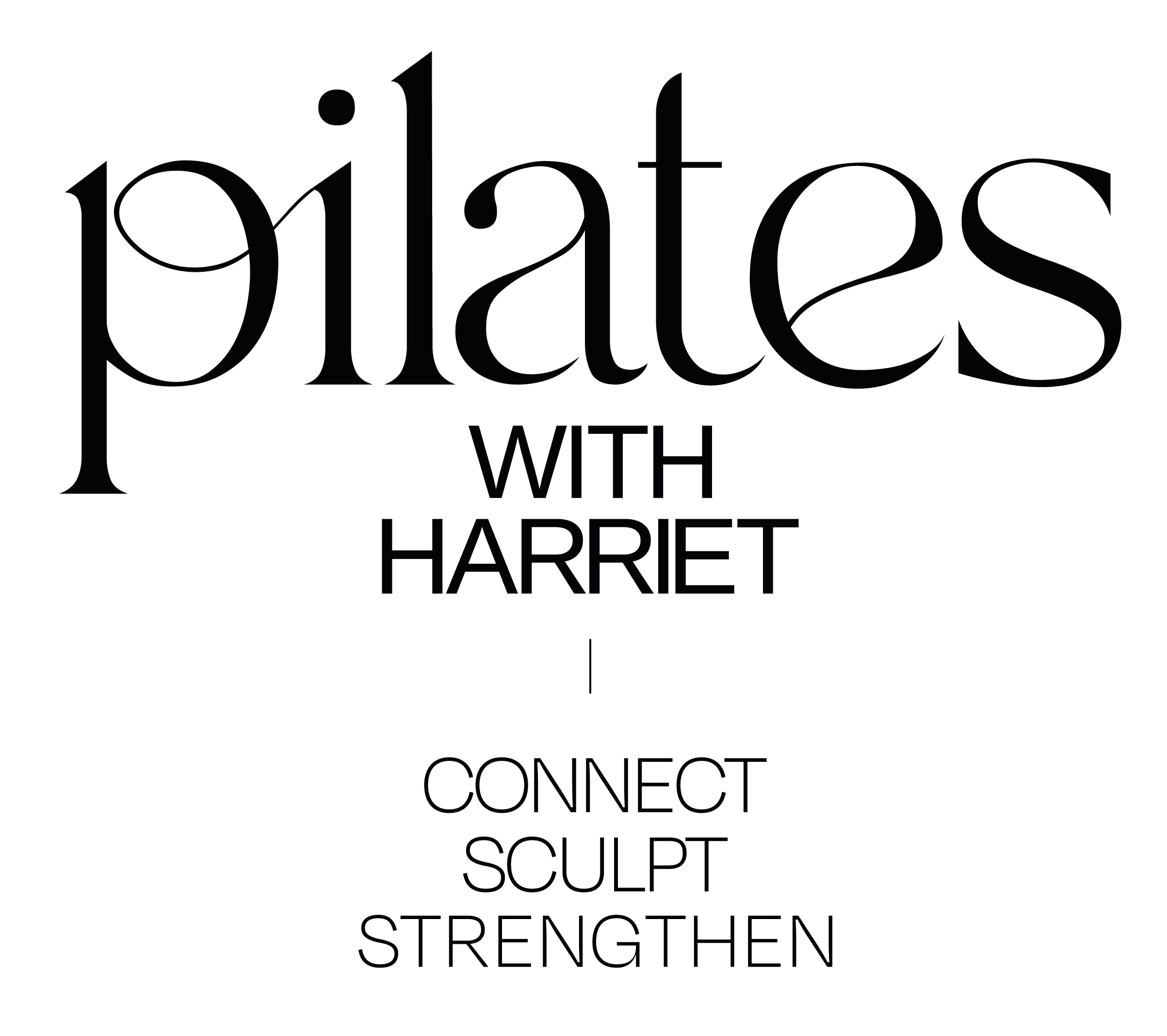 Pilates With Harriet logo with tagline - Connect, Sculpt, Strengthen